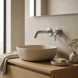Aquanello Eterna Mitigeur de lavabo encastré mural à 2 trous, entièrement en acier inoxydable, modèle ET-W-1-02